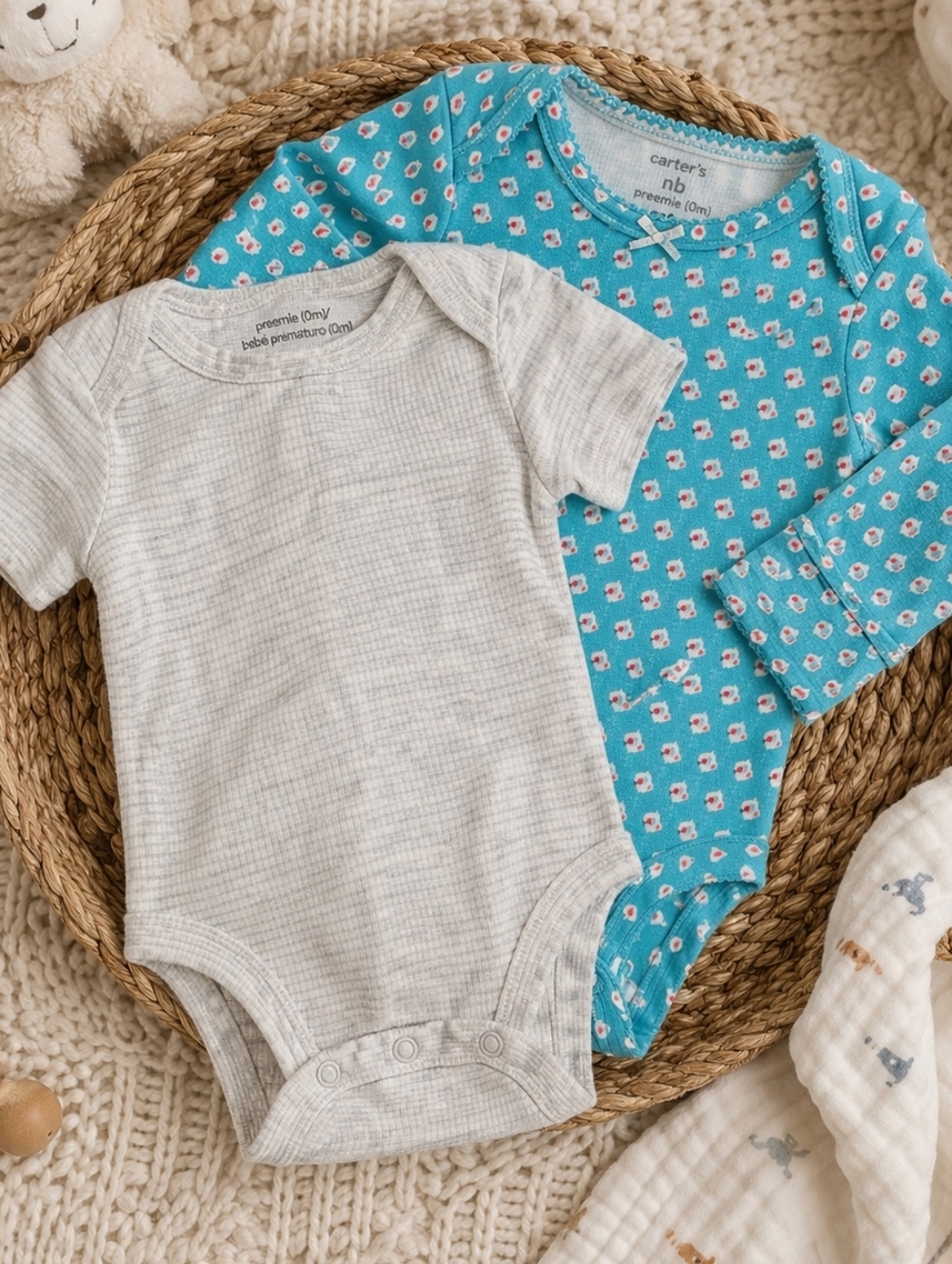 🍼 Carter’s Preemie Baby Onesie Bundle | 0M NB | Soft Cotton Essentials